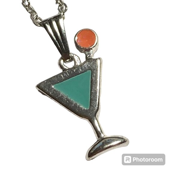 Martini Glass Drink Cocktail Zipper Pull & Purse Bag Charm  Great whimsical addi - Picture 1 of 9